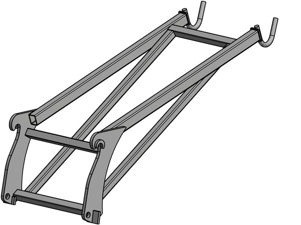 JST S dobbelt storsækkekrog med 2 meter rækkevidde. Til to sække. Til rendegraver, teleskoplæsser og gummihjulslæsser.